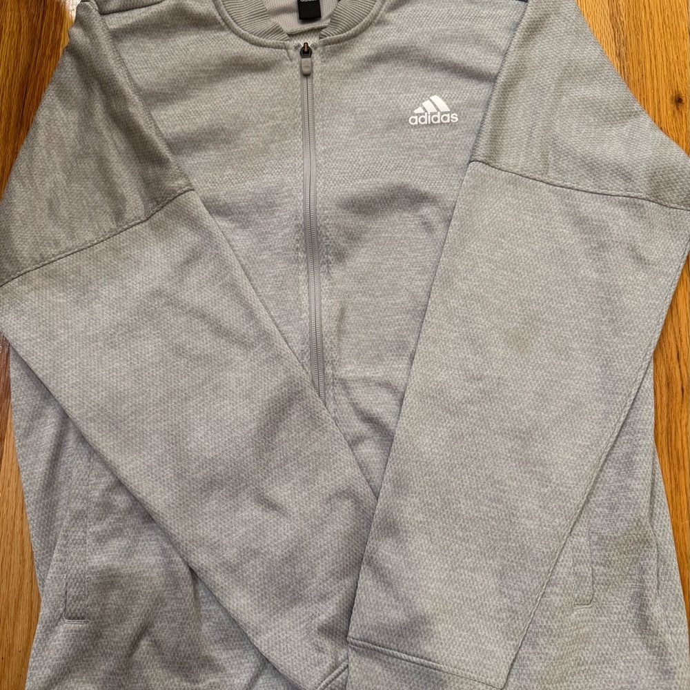 Adidas Men's Light Gray Zip-Up Sweater